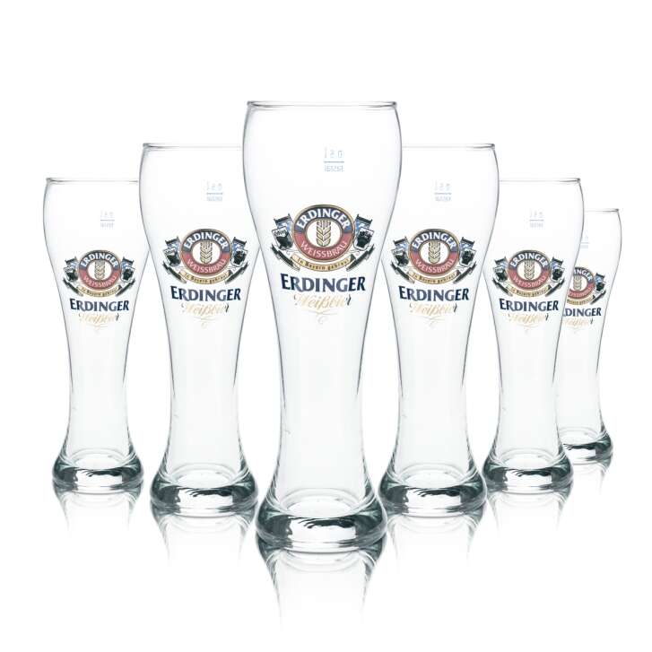6x Erdinger wheat beer glass 0,5l yeast wheat glasses Bavaria folk festival design Gastro