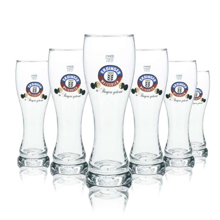 6x Erdinger wheat beer glass 0,5l yeast wheat glasses Bavaria gastro bar beer garden