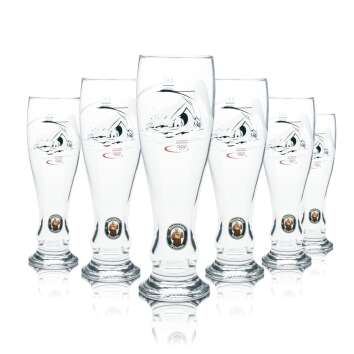 6x Franziskaner wheat beer glass 0,5l Hefe Weizen glasses...