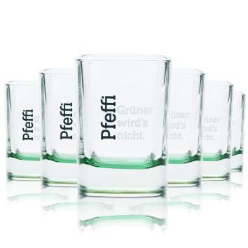 6x Pfeffi Glass 4cl Shots Short Stamper Schnapps Glasses...