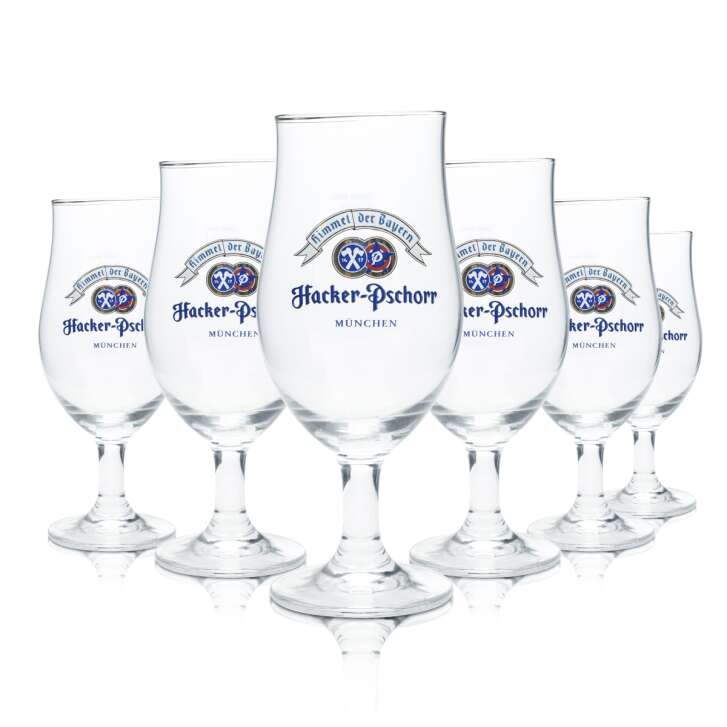 6x Hacker Pschorr beer glass 0,25l tulip goblet goblet glasses heaven of Bavaria