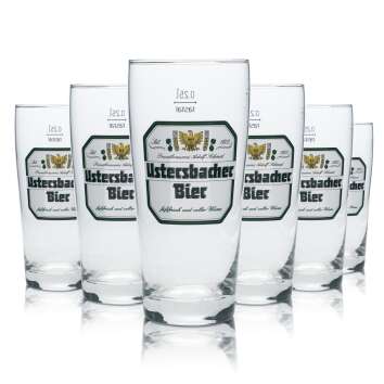 6x Adolf Schmid Ustersbacher beer glass 0,25l mug glasses...