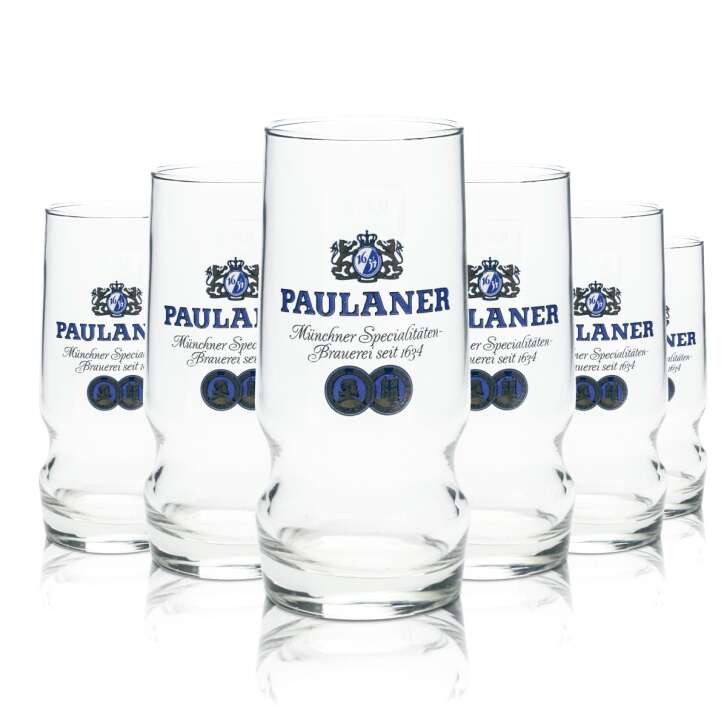 6x Paulaner glass 0,25l beer mug contour glasses brewery Bavaria Gastro Helles