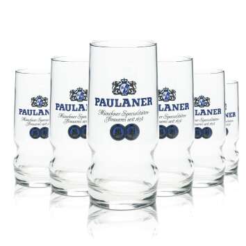 6x Paulaner glass 0,25l beer mug contour glasses brewery...