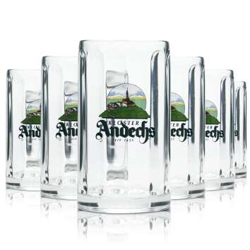 6x Andechs beer glass 0.4l tankard Seidel contour glasses...