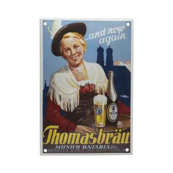 Paulaner beer tin sign enamel Thomasbräu collector...