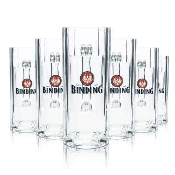 6x Binding Beer Glass 0.5l Tankard Seidel Contour Glasses...