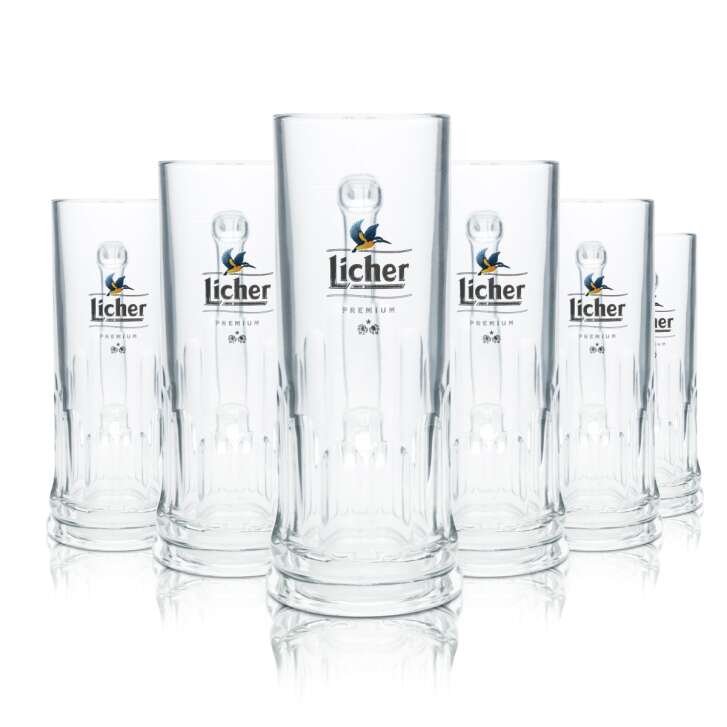 6x Licher Beer Glass 0,3l Tankard Seidel Contour Glasses Brewery Pils Gastro