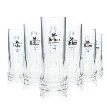 6x Licher Beer Glass 0,3l Tankard Seidel Contour Glasses...