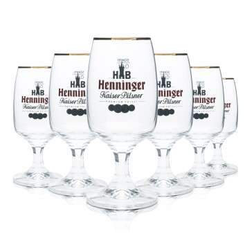 6x Henninger beer glass 0.3l goblet tulip bronze rim...