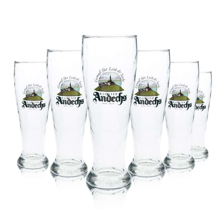 6x Andechs beer glass 0.5l Hefe Weizen wheat beer contour glasses Gastro brewery bar