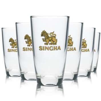 6x Singha beer glass 0,25l mug tumbler glasses Gastro...