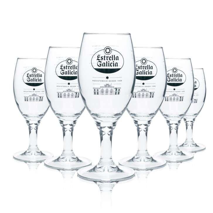 6x Estrella Galicia Beer Glass 0.3l Tulip Glass Cerveza Glasses Gastro Spain Taza