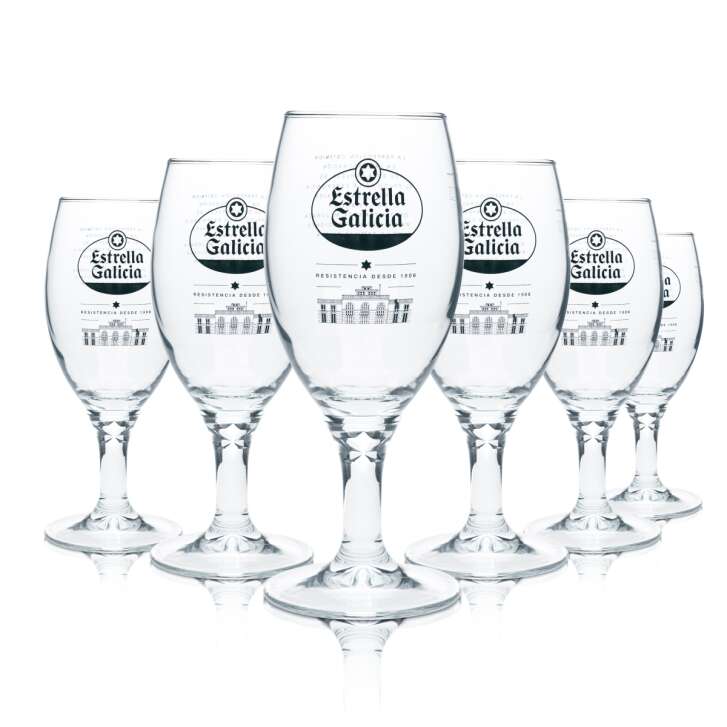 6x Estrella Galicia Beer Glass 0,3l Goblet Tulip Cerveza Glasses Gastro Spain Taza