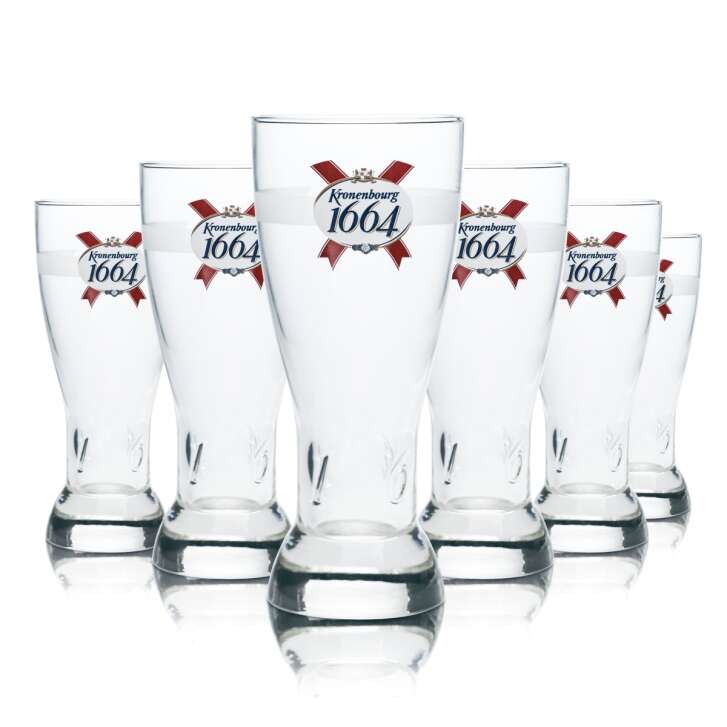 6x Kronenbourg 1664 beer glass 0.25l mug contour glasses France Pale Lager