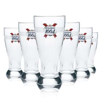 6x Kronenbourg 1664 beer glass 0.5l mug contour glasses...