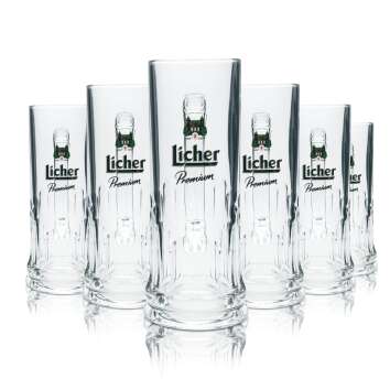 6x Licher Beer Glass 0,5l Tankard Seidel Glasses Gastro...
