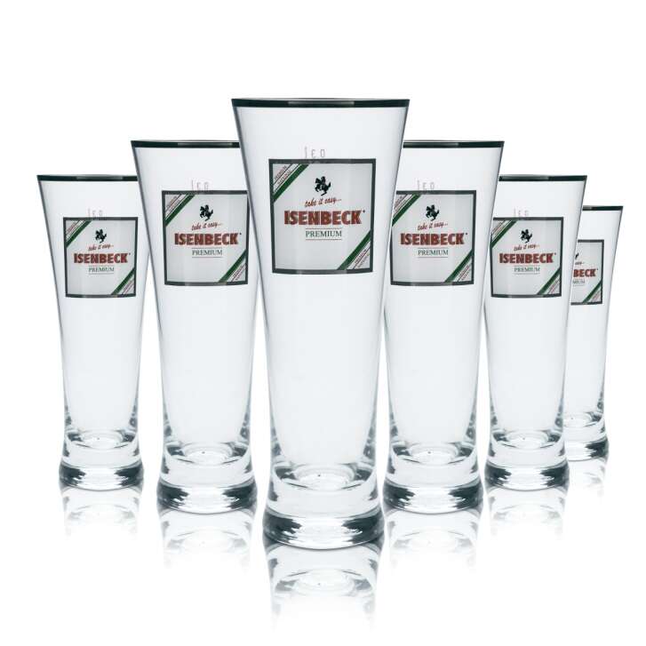 6x Isenbeck glass 0.3l beer goblet tulip silver rim glasses Premium Geicht Gastro