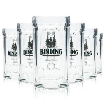 6x Binding Beer Glass 0,4l Tankard Seidel Glasses Gastro...