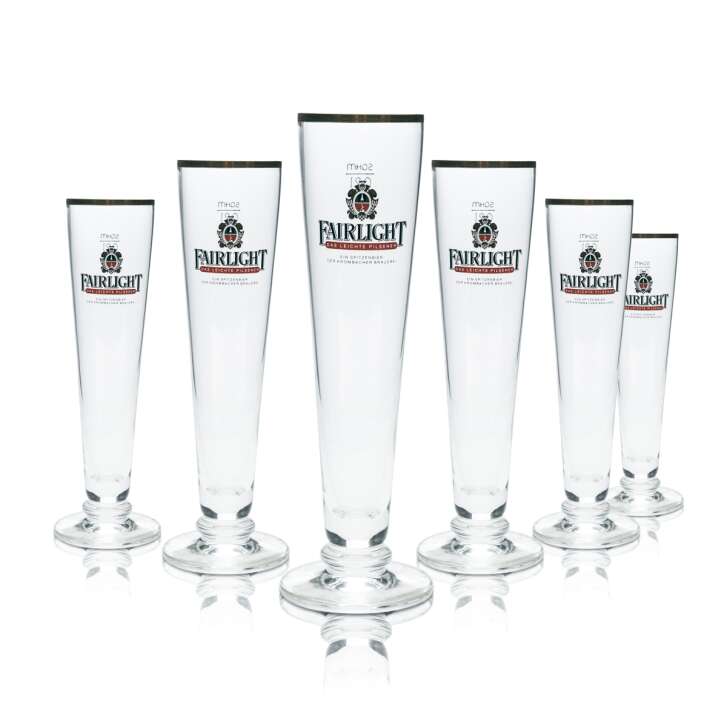 6x Fairlight Beer Glass 0,2l Goblet Tulip Gold Rim Glasses Gatro Pub Pils Brau