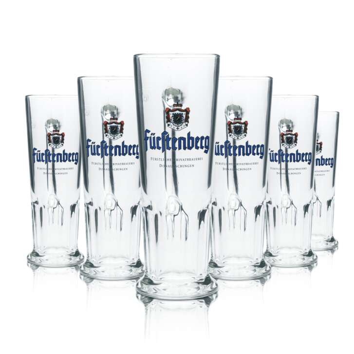 6x Fürstenberg beer glass 0.5l tankard Seidel contour glasses Pils Gastro Bar