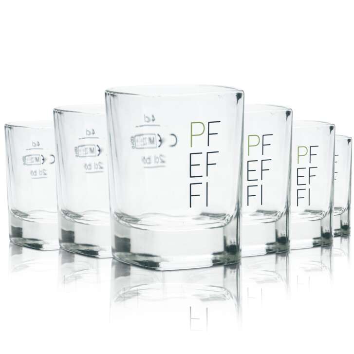 6x Pfeffi Glass 4cl Shots Short Stamper Schnapps Glasses Gastro Pub Nordbrand