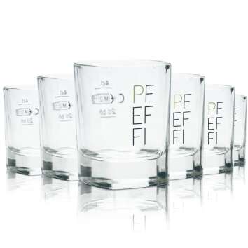 6x Pfeffi Glass 4cl Shots Short Stamper Schnapps Glasses...