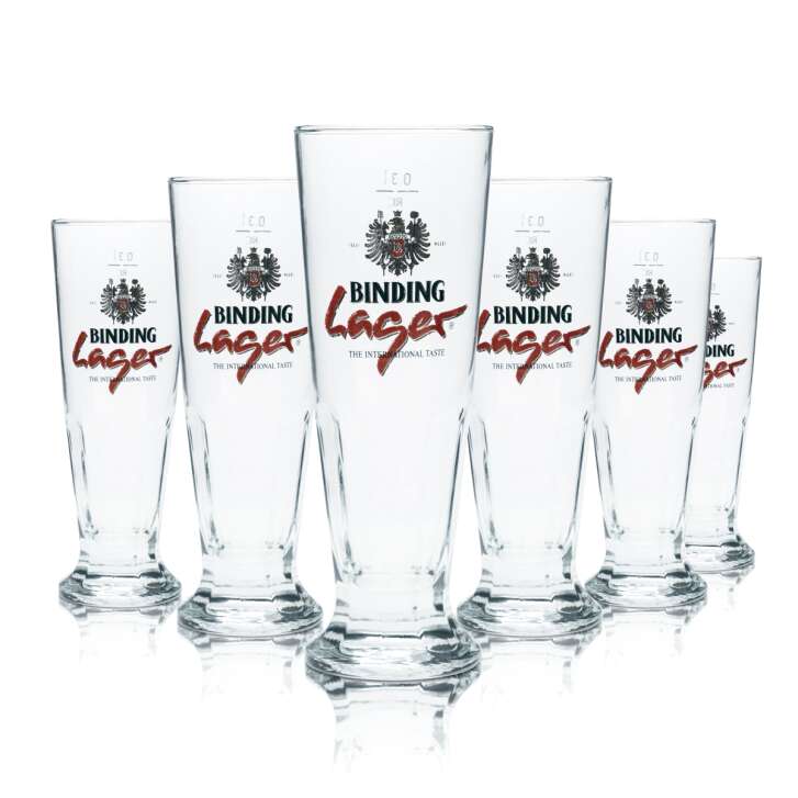 6x Binding Beer Glass 0.3l Goblet Tulip Relief Glasses Lager Gastro Pub Brewery