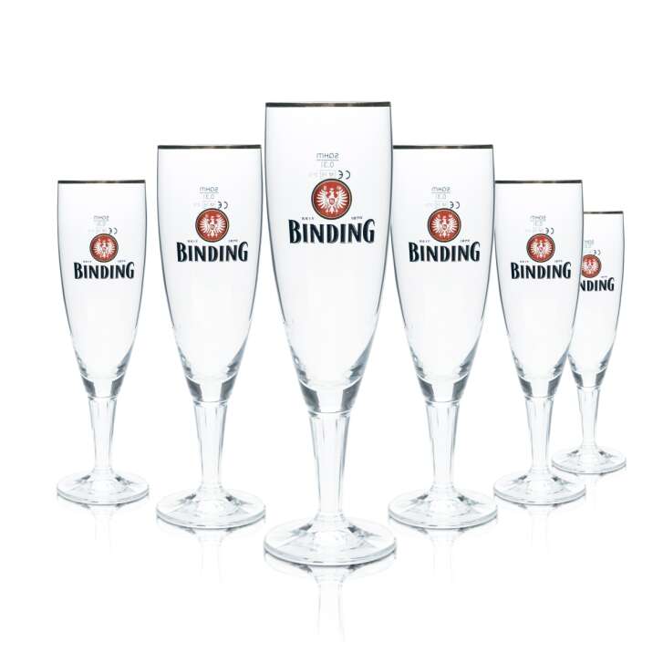 6x Binding Beer Glass 0,3l Goblet Tulip Gold Rim Glasses Gastro Pub Brewery Bar
