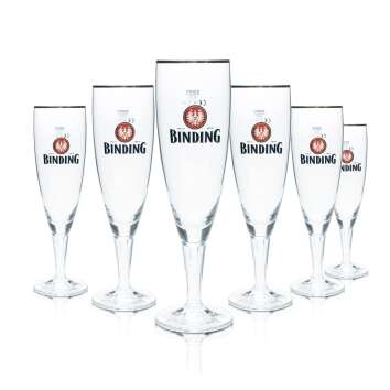 6x Binding Beer Glass 0,3l Goblet Tulip Gold Rim Glasses...