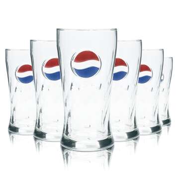 6x Pepsi glass 0.5l tumbler relief glasses soft drink...
