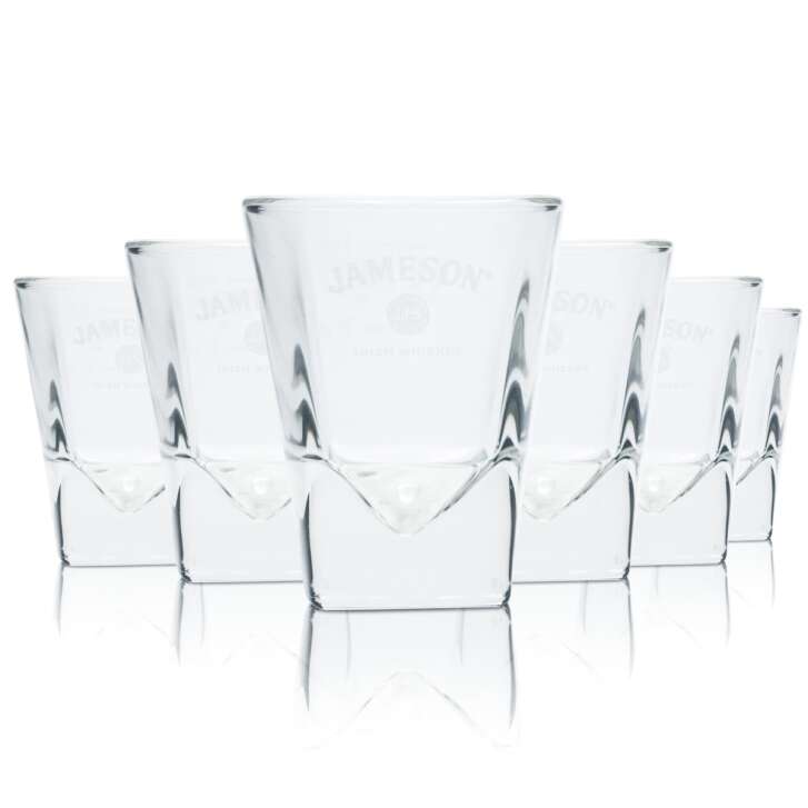 6x Jameson shot glass 4cl short tumbler whiskey glasses "Prism" calibrated gastro bar