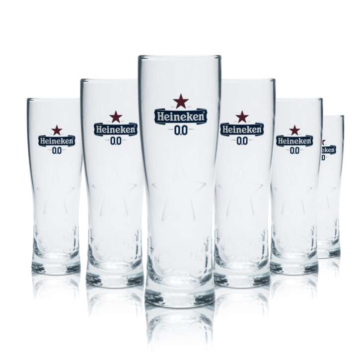 6x Heineken glass 0.25l beer mug goblet contour glasses 0.0 calibrated Gastro Beer