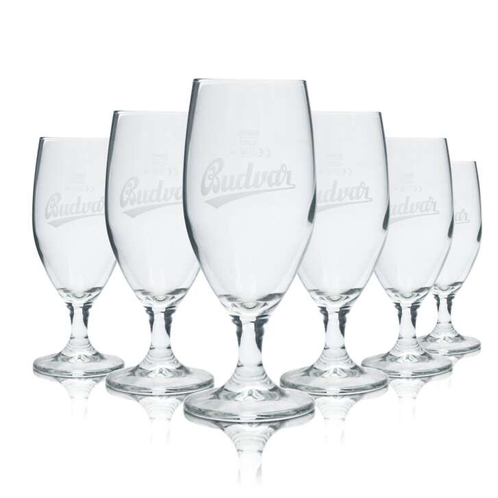 6x Budweiser Glass 0,25l Beer Goblet Tulip Glasses Budvar Calibrated Gastro Beer USA