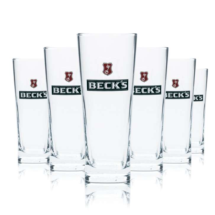 6x Becks glass 0,4l contour Henry beer mug goblet glasses calibrated Gastro Beer