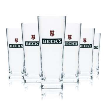 6x Becks glass 0,4l contour Henry beer mug goblet glasses...