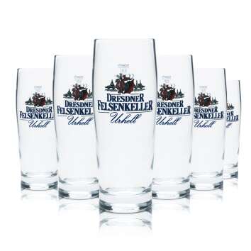 6x Dresdner Felsenkeller beer glass 0,5l mug glasses...