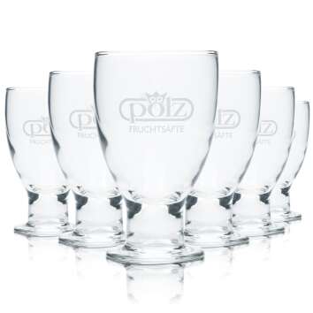 6x Pölz glass 0,1l juice flute goblet glasses gauged...