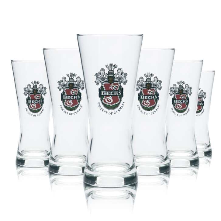 6x Becks Glass 0.2l Beer Mug Trophy Tulip Cup Glasses Brewery Beer Pils Pub