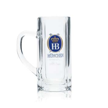 HB Munich glass 0.3l beer mug tankard Seidel motif...