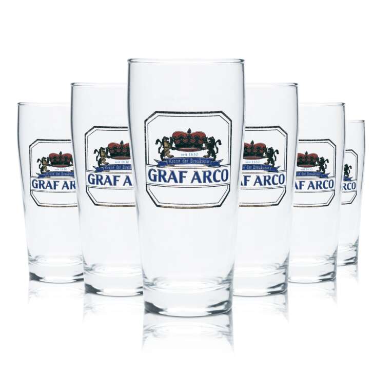 6x Graf Arco Beer Glass 0,25l Mug Glasses Brewery Bavaria Calibrated Gastro Helles