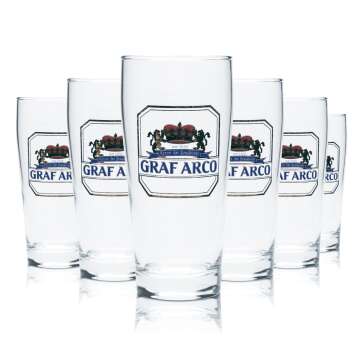 6x Graf Arco Beer Glass 0,25l Mug Glasses Brewery Bavaria...