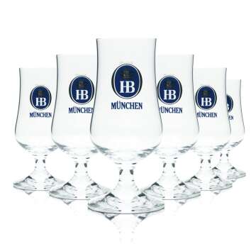 6x HB Munich Beer Glass 0.2l Tulip Goblet Goblet Glasses...