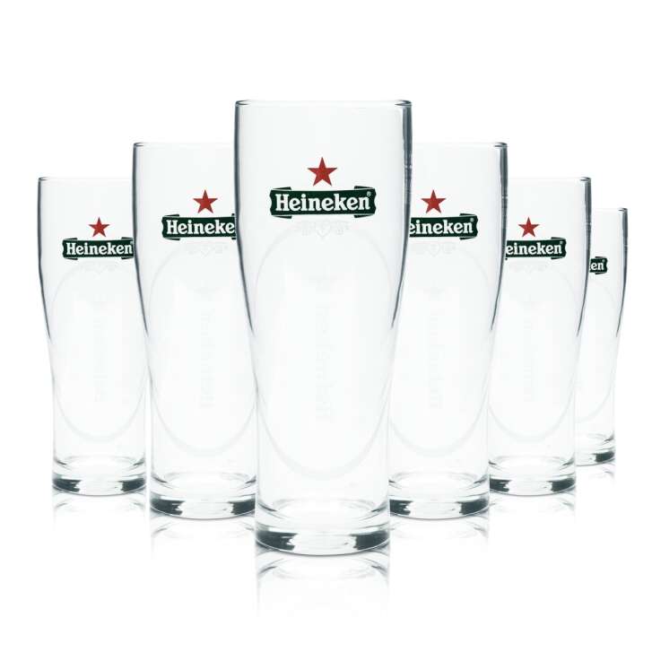 6x Heineken Glass 0,5l Beer Mug Goblet Glasses Gastro Calibrated Beer NL Calibrated