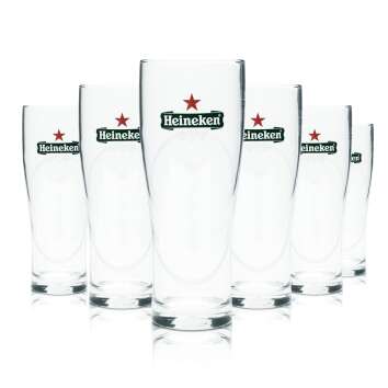 6x Heineken Glass 0,5l Beer Mug Goblet Glasses Gastro...