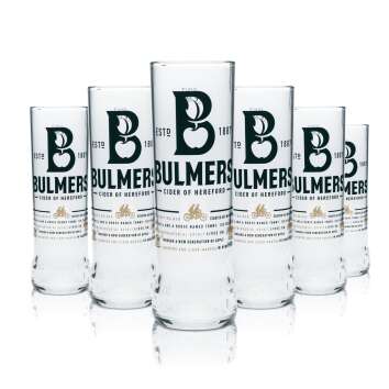 6x Bulmers Cider Glass 0,57l Pint Goblet Beer Glasses...