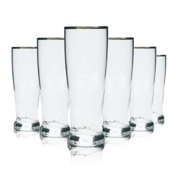 6x Hertog Jan Beer Glass 0.25l Goblet Cup Gold Rim...