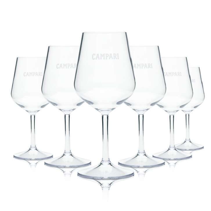6x Campari liqueur plastic glass 0,3l reusable wine style glasses Gastro Aperol