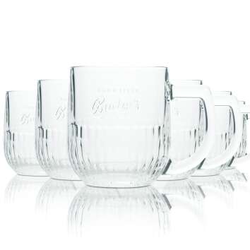 6x Budweiser beer glass 0,3l mug relief contour glasses...