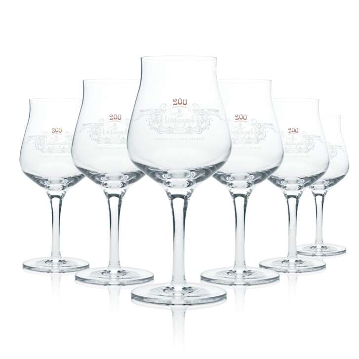 6x Lindemans Beer Glass 0.25l Goblet Tulip Goblet Glasses Belgium Craftbeer Half Pint